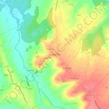 Carte topographique Champbernard, altitude, relief