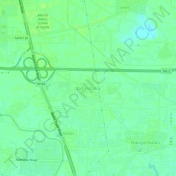 Carte topographique Badh Khalsa, altitude, relief
