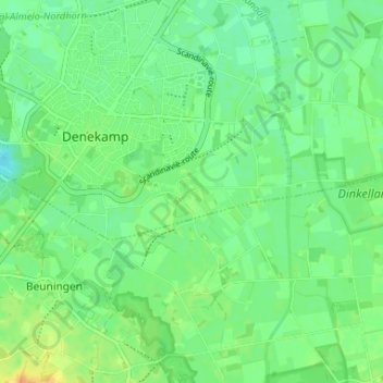Carte topographique Berghum, altitude, relief