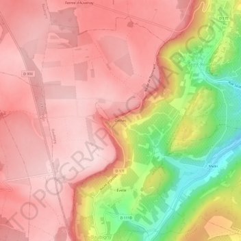 Carte topographique Orches, altitude, relief