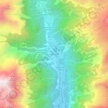 Carte topographique Valdo, altitude, relief