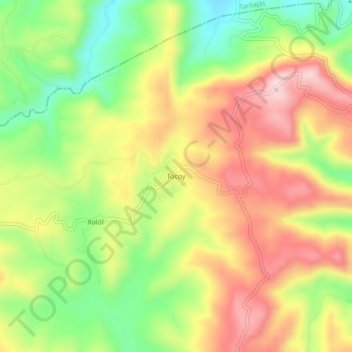 Carte topographique Tocoy, altitude, relief