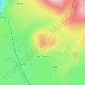 Carte topographique Puy de Talizat, altitude, relief