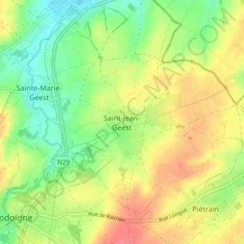 Carte topographique Saint-Jean-Geest, altitude, relief