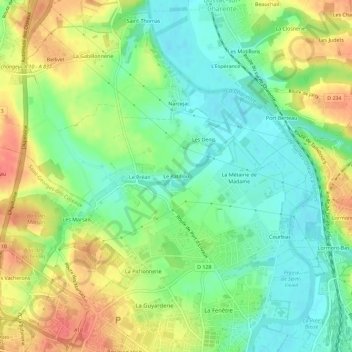 Carte topographique Le Patillou, altitude, relief