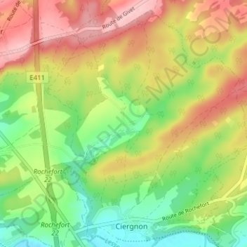 Carte topographique Fenffe, altitude, relief