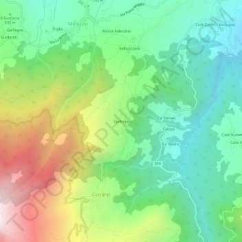 Carte topographique Santonio, altitude, relief