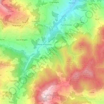 Carte topographique Brandola, altitude, relief