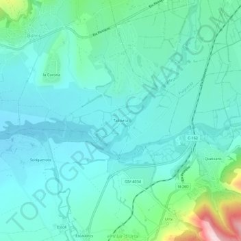 Carte topographique Talltorta, altitude, relief