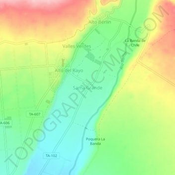 Carte topographique Sama Grande, altitude, relief