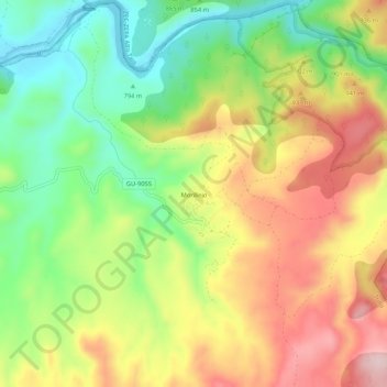 Carte topographique Morillejo, altitude, relief