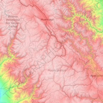 Carte topographique Province of Huancavelica, altitude, relief