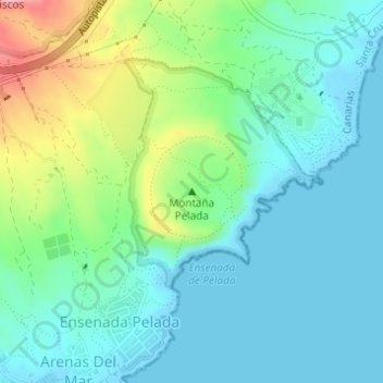Carte topographique Montaña Pelada, altitude, relief