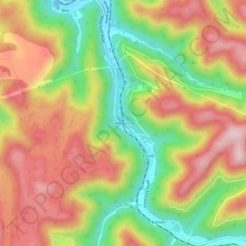 Carte topographique Wharton, altitude, relief