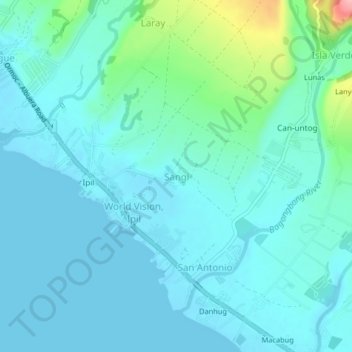 Carte topographique Sangi, altitude, relief