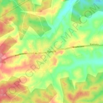 Carte topographique Bonon, altitude, relief