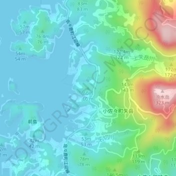 Carte topographique 60m, altitude, relief