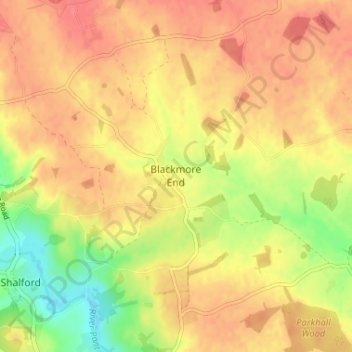 Carte topographique Blackmore End, altitude, relief
