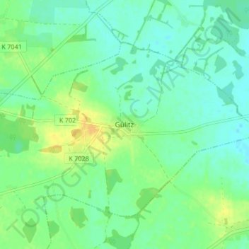 Carte topographique Gülitz, altitude, relief