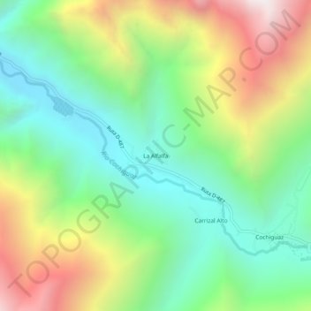 Carte topographique La Alfalfa, altitude, relief