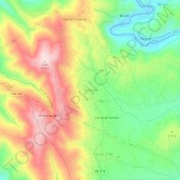 Carte topographique Semide, altitude, relief