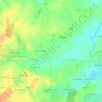 Carte topographique Les Romagnes, altitude, relief