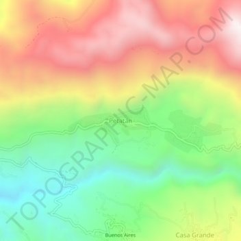 Carte topographique Petatán, altitude, relief