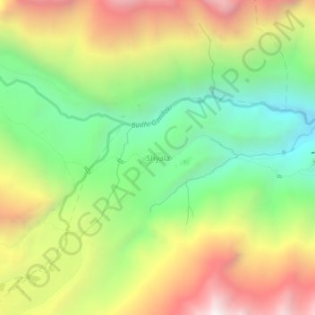 Carte topographique Shyala, altitude, relief