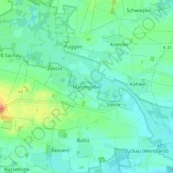 Carte topographique Mammoißel, altitude, relief