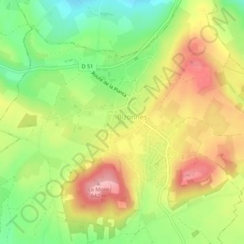 Carte topographique Le Trièves, altitude, relief