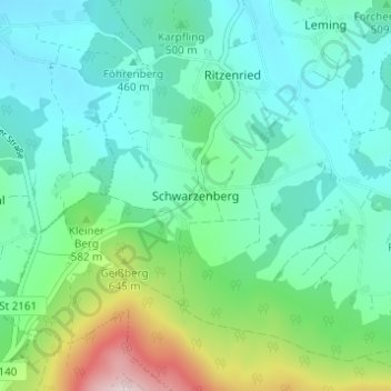 Carte topographique Schwarzenberg, altitude, relief