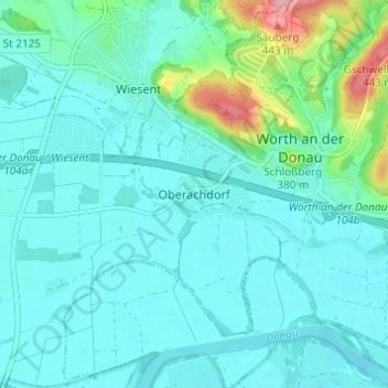 Carte topographique Oberachdorf, altitude, relief