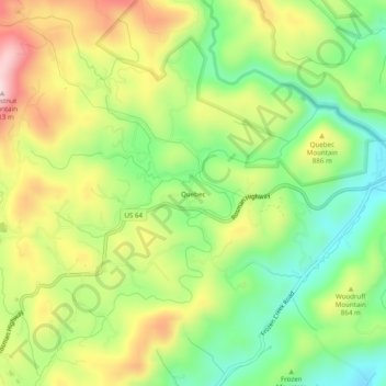 Carte topographique Quebec, altitude, relief