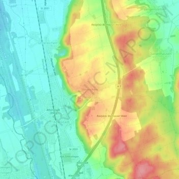 Carte topographique Illereichen, altitude, relief