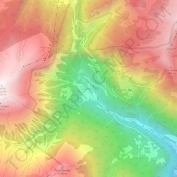 Carte topographique Goglio, altitude, relief