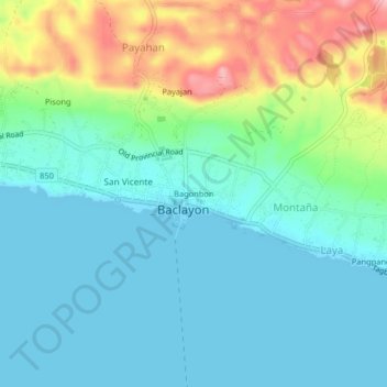 Carte topographique Bagonbon, altitude, relief