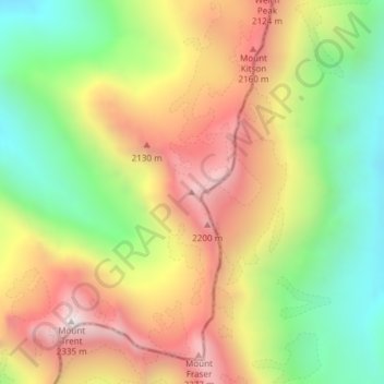 Carte topographique Mount Dobson, altitude, relief