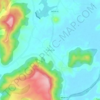 Carte topographique Pendur, altitude, relief