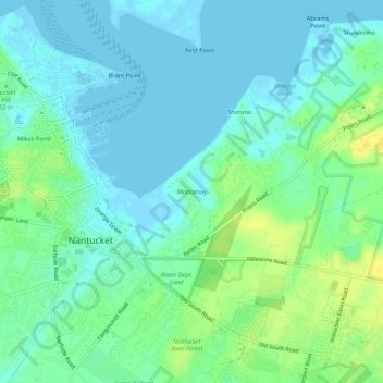 Carte topographique Monomoy, altitude, relief