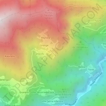 Carte topographique Crota d'Plenc (Pro Loco Bovile), altitude, relief