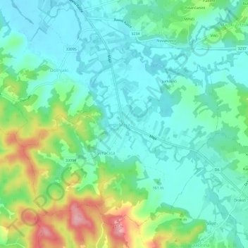 Carte topographique Maja, altitude, relief