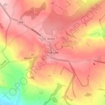 Carte topographique Tow Law, altitude, relief