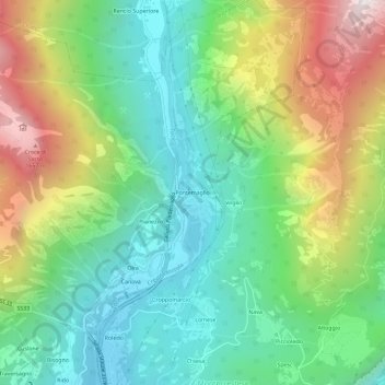 Carte topographique Pontemaglio, altitude, relief