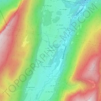 Carte topographique Hauteville, altitude, relief