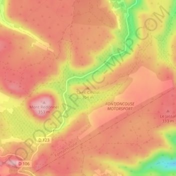Carte topographique Saint-Cristol, altitude, relief