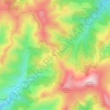 Carte topographique Sarasset, altitude, relief