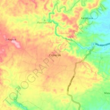 Carte topographique Cimerak, altitude, relief
