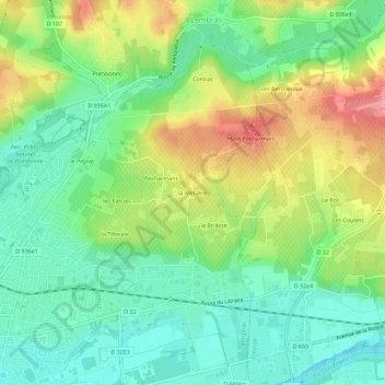 Carte topographique la Metairie, altitude, relief