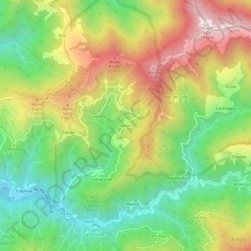 Carte topographique Pareto, altitude, relief
