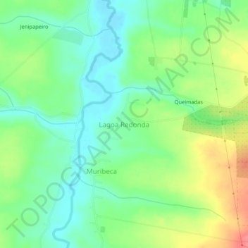 Carte topographique Lagoa Redonda, altitude, relief